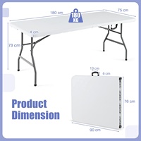Table de Camping pliante 5FT/6FT avec poignées de transport plier en deux Portable tréteau salle à manger Table de pique-nique extérieur jardin intérieur
