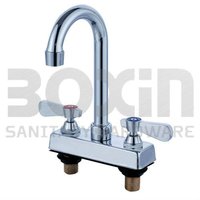 Robinet de cuisine commercial BOXIN BXF YN10 en laiton à col de cygne, à poser sur comptoir, double poignée, 2 trous, design appartement
