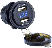 Chargeur USB double 4,2A étanche pour voiture, bateau, moto, avec voltmètre et voyant LED, pour véhicules 12-24V