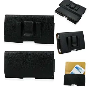 Cell Phone Belt Clip Waist Leather Pouch Case Horizontal Holster Clip Lock Holder for iPhone 13 12 11 Pro For Samsung Universal