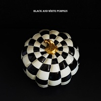 Décoration d'intérieur de style européen sur le thème d'Halloween, en forme de citrouille, à carreaux noirs et blancs, pour usage domestique, cadeaux