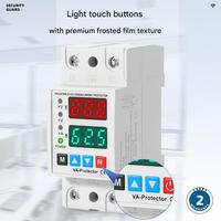 Protector de Voltaje y Corriente Ajustable de 63A con Doble Pantalla, Relé de Voltaje para Riel DIN, Protección Solar para el Hogar
