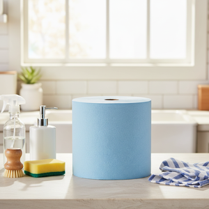 <span class=keywords><strong>Papier</strong></span> essuie-mains industriel bleu en pulpe recyclée pour salle de bain, pour sécher les mains - Product Image 1