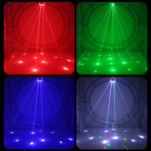 Vente flash : Lumières disco LED RGBW + laser, éclairage de scène pour DJ, avec stroboscope LED rouge activé par la musique, pour mariages, soirées dansantes - Product Image 4