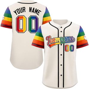 Custom Baseball Jersey Unisex Adult Personalized Name Number <b>Rainbow</b> Design Breathable Sublimated Print Teamname 00 - Product Image 1