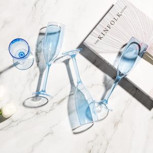 Flûtes à champagne en plastique bleu clair de 5,4 oz, <span class=keywords><strong>incassables</strong></span>, en acrylique, <span class=keywords><strong>pour</strong></span> bar à mimosa, événements extérieurs, mariages, décorations de fête - Product Image 5