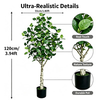 Tanaman ZZ Artifisial Cetak Sutra 120cm, Batang Hijau Zanzibar Gem Palsu, Dalam Pot, Tahan UV/Air, untuk Lobi Kantor, Rak, Sudut