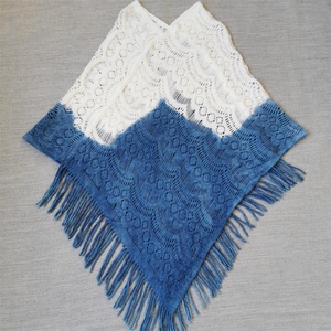 Bufanda de Algodón Puro para Mujer, con Borlas Artísticas, Teñida a Mano con Técnica Tie-Dye, Color Índigo, Estilo Étnico, Ligera, para Invierno - Product Image 4