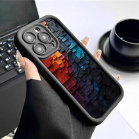 Coque de téléphone portable en TPU avec motif dégradé color block et bracelet, style lentille, pour iPhone 12 13 14 15 16 17 18 Pro Max