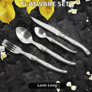 <span class=keywords><strong>Laguiole</strong></span> Coffret de couverts luxueux Damas Couverts à manche en acier inoxydable avec couteaux à steak Fourchettes pour cadeaux écologiques - Product Image 4