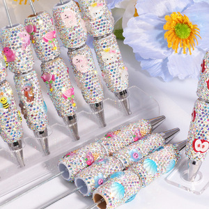 2025 High-Profile Luxury Manual Burst <b>Pen</b> Cute Fruit Cat Bee Full for Beaded High Profile Heavy Industry Pearl Plastic - Product Image 2