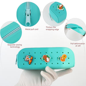 Trousse à crayons en silicone multifonctionnelle pour enfants Trousse à crayons multi-usage amusante et élégante pour le bricolage Designer Charms & Croc - Product Image 5