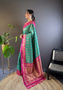 Saree de mariage en soie douce de qualité supérieure pour les femmes portent des vêtements indiens pakistanais à la mode Saree disponible à des prix abordables - Product Image 5