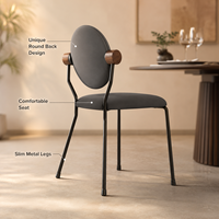 Moderner Esszimmerstuhl mit Runder Rückenlehne, Holzakzenten, Schmalen Metallbeinen & Komfortablem Sitz für Zuhause, Hotel & Restaurant