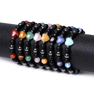 Natural Gemstone Heart <b>Bracelet</b> - Rose Quartz/Tiger Eye/Carnelian <b>Beaded</b> Stretch <b>Bracelet</b> for <b>Men</b> Women Couple Jewelry Gift - Product Image 3