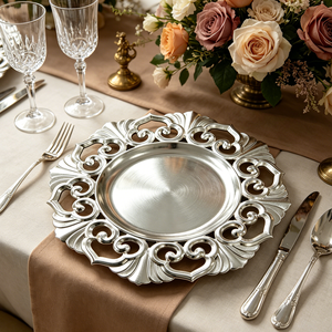 <span class=keywords><strong>Assiette</strong></span> de Présentation Ronde en <span class=keywords><strong>Plastique</strong></span> Écologique de Luxe, Design Creux, Motifs Personnalisés Style Américain en PP pour Banquets, Hôtels et Mariages - Product Image 6
