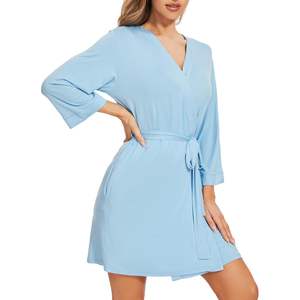 Bata Kimono Personalizada para Mujer, Manga 3/4, Suave, Viscosa de Bambú, Ropa de Dormir, Tallas S-XXL, Vestido Casual de Maternidad - Product Image 2