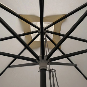 Parasol de jardin et de terrasse en polyester avec logo personnalisé, mât central, rotation à 360 degrés, résistant à la décoloration, pour usage extérieur en hôtels, personnalisable - Product Image 1