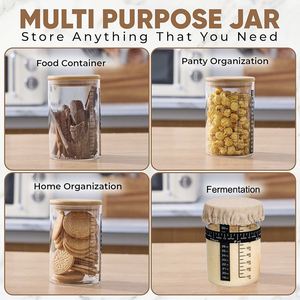 Kit de fermentación de masa madre de 900 ml con termómetro, raspador, cubierta de tela, tapa de bambú, tarro de boca ancha para masa madre, utensilios de repostería - Product Image 4