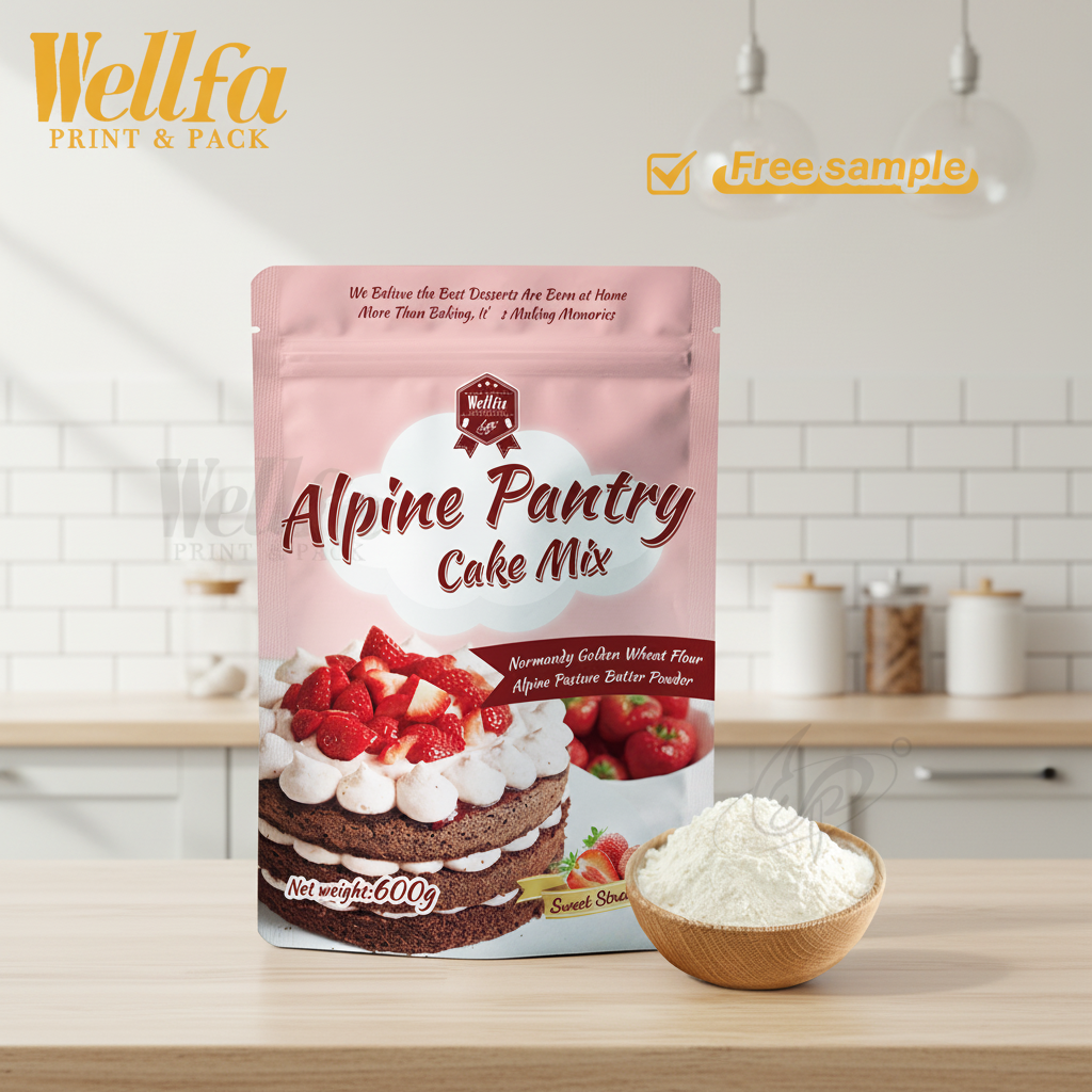 Factory Custom Printed Eco Friendly Snack Cake Powder Food Packaging Pouch Bag Recyclable Top Zipper Stand up Doypack