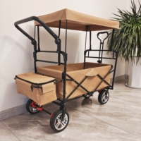 Chariot extérieur pliable avec toit et frein Chariot de camping Chariot de jardin Poussette Wagon pliant