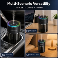 Diffuseur d'arômes pour voiture, humidificateur, support de tasse, lumière ambiante RGB, projecteur étoilé, double mode de brumisation, rechargeable par Type-C, pour la maison