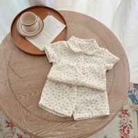 Ensemble bébé fille Angou Summer, nouveau-né, haut à manches courtes à fleurs fraîches et short, ensemble deux pièces