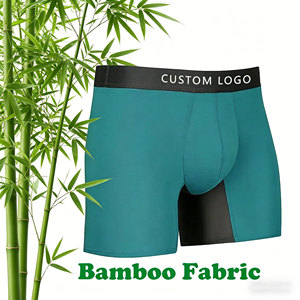 Men's Solid Color Boxer Briefs Bamboo Mid-Rise Breathable Custom Logo Printed <b>Underwear</b> 4 Pieces Set - Product Image 3