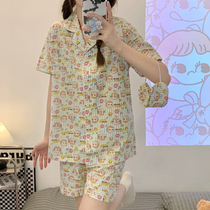 Bộ Đồ Ngủ Nữ Dễ Thương Phim Hoạt Hình Hàn Quốc Mỏng Ngắn Tay Áo Bộ Đồ Ngủ Phù Hợp Với Mùa Hè Thích Hợp Cho Mặc Hàng Ngày - Product Image 1