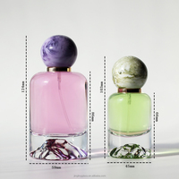 Flacon de parfum rond en verre de luxe de 30 ml, 50 ml, 100 ml avec couvercle en marbre et base en forme de montagne, flacon de parfum unique avec bouchon