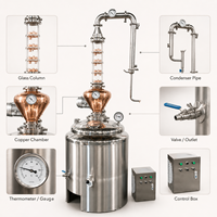 Kit de Distillation Complet 100L pour la Maison, Distillateur à Reflux en Cuivre pour Alcool et Huiles Essentielles avec Pompe