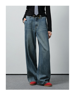 VEGA CHANG <span class=keywords><strong>Vaqueros</strong></span> <span class=keywords><strong>de</strong></span> Pierna Ultra Ancha <span class=keywords><strong>de</strong></span> Talle Alto Estilo Vintage Pantalones <span class=keywords><strong>de</strong></span> Pierna Recta <span class=keywords><strong>de</strong></span> <span class=keywords><strong>Cintura</strong></span> Caída Cierre <span class=keywords><strong>de</strong></span> Cremallera Versátil - Product Image 1
