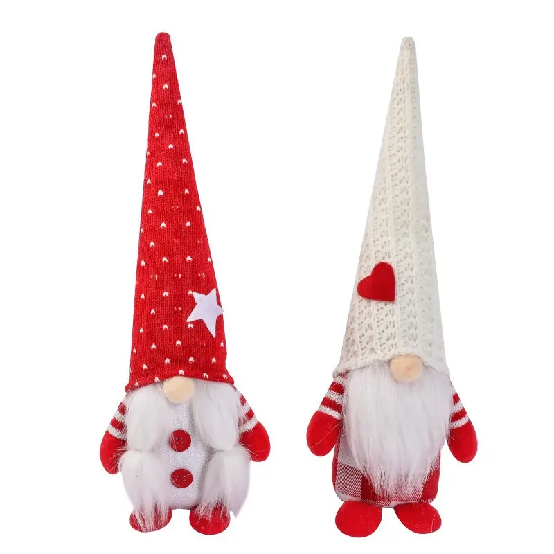 Decorazione di san valentino cappello lungo scozzese rosso creativo ornamenti per bambole senza volto regalo per bambole Rudolph nano