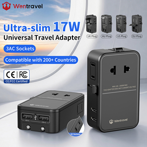 Wontravel Factory 17W 3AC Sockets Thin Dual <b>USB</b> Type <b>C</b> Slim International Travel <b>Adapter</b> - Product Image 1