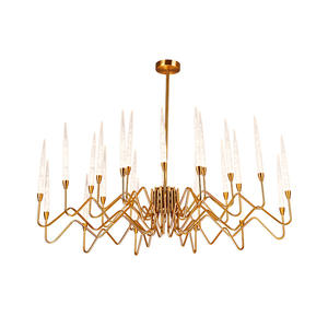 D23.6in американская свеча ветка акриловый стержень Подвесная лампа Золотая Роскошная светодиодная Хрустальная люстра ручной выдувной муранский пузырьковый стеклянный свет - Product Image 6