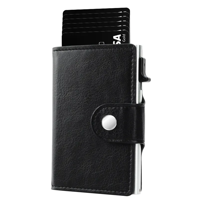 Wholesale Billeteras Hombres Custom Logo Luxury Mens Slim Rfid Leather Wallet With Pop Up Credit Card Holder