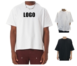 Camiseta ajustada cuadrada de 240G, camiseta personalizada en blanco, Camiseta 100% de algodón, camisetas personalizadas de gran tamaño con logotipo propio para hombre - Product Image 1