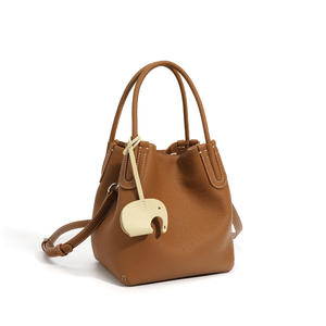 Bolso de Mano de Cuero Genuino para Mujer, Estilo Simple, Cierre de Hebilla, Ligero y Duradero, Dos Correas - Product Image 1