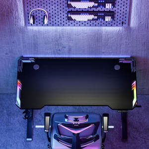 Escritorio <span class=keywords><strong>Gamer</strong></span> Ergonómico de Pie Personalizado con Luces LED RGB Regulables para <span class=keywords><strong>PC</strong></span> y Dormitorio - Product Image 4