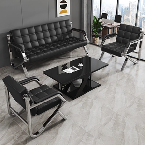 Sofá de Lujo Moderno Zxm S, Diseño Superior para Oficina, 3 Conjuntos de Sillas de Espera Negras - Product Image 2