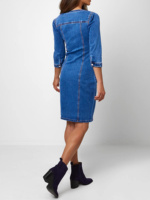 Robe décontractée en denim délavé à demi-manches de style moulante OEM pour femmes