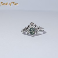 Bague de mariage unique en or K, courbée, avec agate mousse en forme de poire, grenat rouge et moissanite, personnalisée pour femme, vente en gros