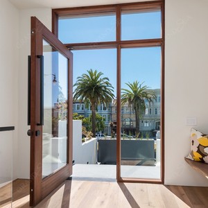 <span class=keywords><strong>Porta</strong></span> Pivotante Antifurto Moderna Europea in Legno di Quercia Massiccio con Ampio Vetro per Hotel, Appartamenti e Ingressi Esterni - Product Image 1