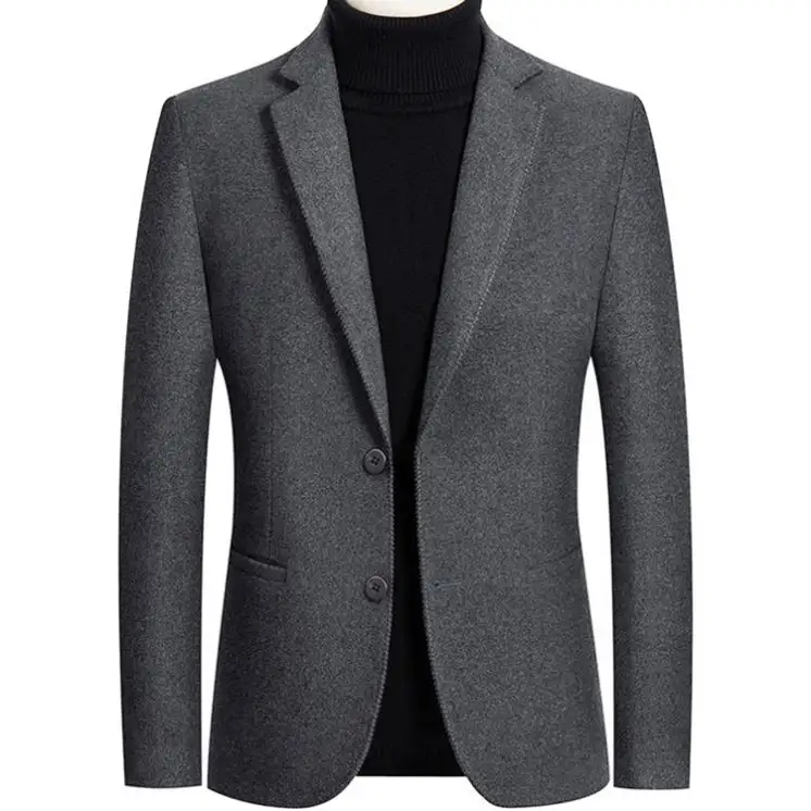 Abiti da donna blazer a spina di pesce grigio misto lana design uniforme da ufficio per le donne abiti formali da ufficio d'affari