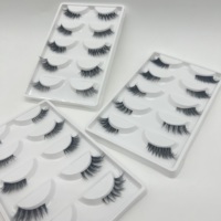 Nouveau vendeur de cils en gros 3d coin doux végétalien Faux cils de vison cils en soie naturelle 3D 15mm bande complète petits demi-cils