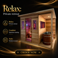 Unit Kombinasi Sauna Luar Ruangan & Bak Mandi Es dengan Teknologi Inframerah Jauh Kayu Hemlock Solid Desain Modern