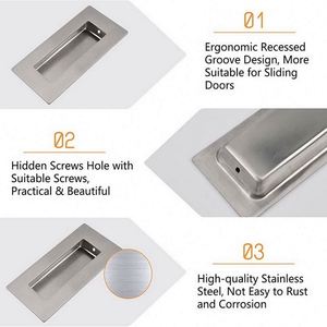 WEKIS 201 Stainless Steel 4-Inch X 2-Inch Recessed Sliding <b>Door</b> <b>Handle</b> Flush Kitchen Drawer <b>Pulls</b> Cabinet Hardware Hotel Villa - Product Image 5