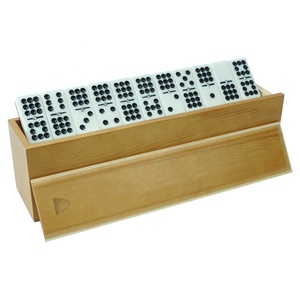 Profesional personalizado doble nueve acrílico dominó 55pcs azul blanco dos tono dominó con spinner en caja de madera para juegos - Product Image 4