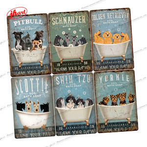 Soyez le premier à écrire un avis pour SHIH <span class=keywords><strong>TZU</strong></span> & CO. SAVONS DE BAIN LAVEZ VOS PATTES Vintage Métal Signe Pet Shop Salle De Bains Décoration Murale PITBULL Chien Rétro Tin Sign Wholesales - Product Image 3