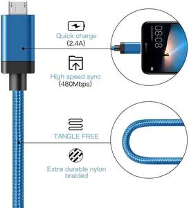 Cable Micro USB de 1M 2M 3M, Cable USB a Micro 2.0 con Trenzado de Nailon, Transferencia de Datos a 480Mbps, Cables V8, Cable de Carga de 12W para Adaptador y Cargador - Product Image 2